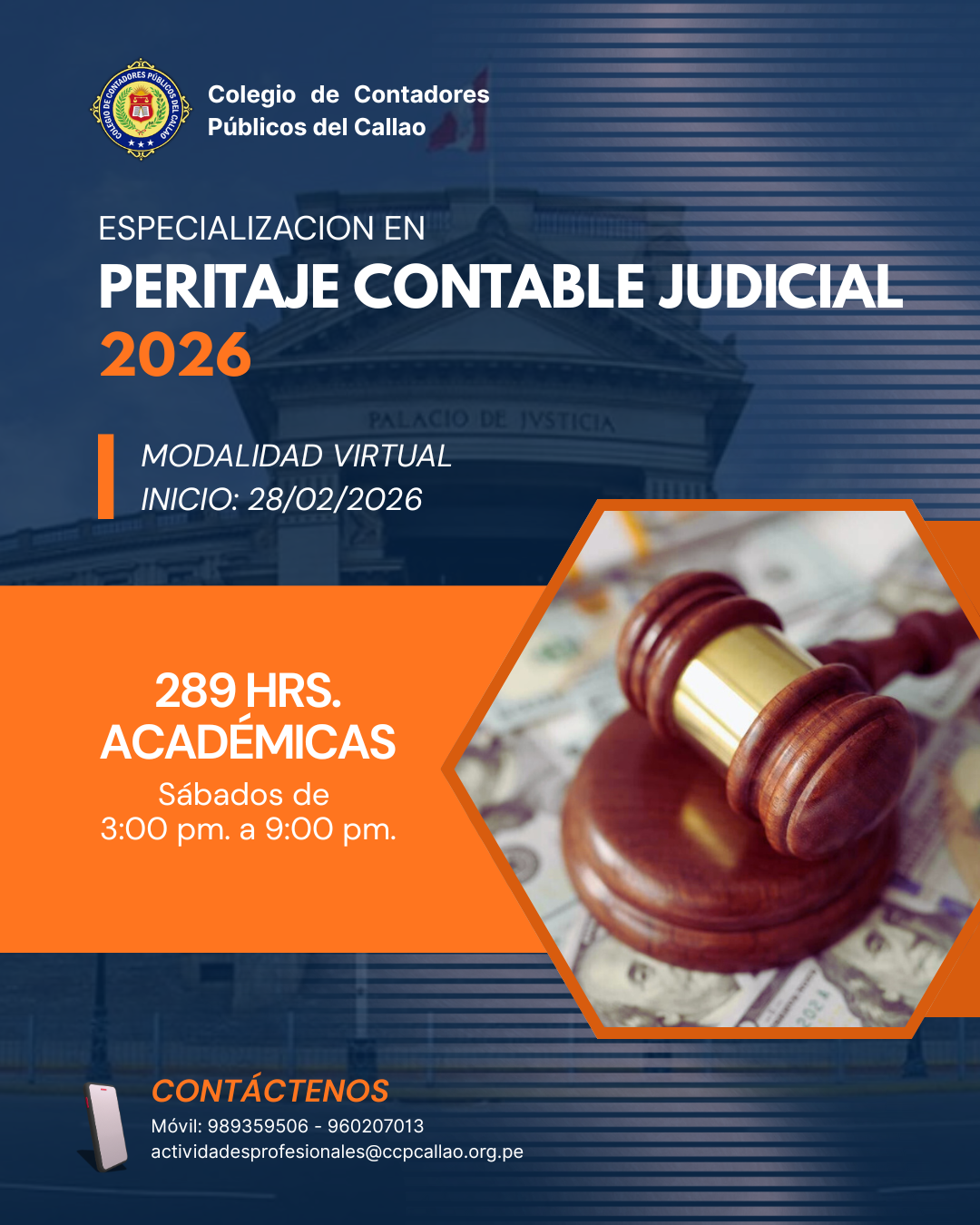 ESPECIALIZACIÓN:  EN PERITAJE CONTABLE JUDICIAL - 2026