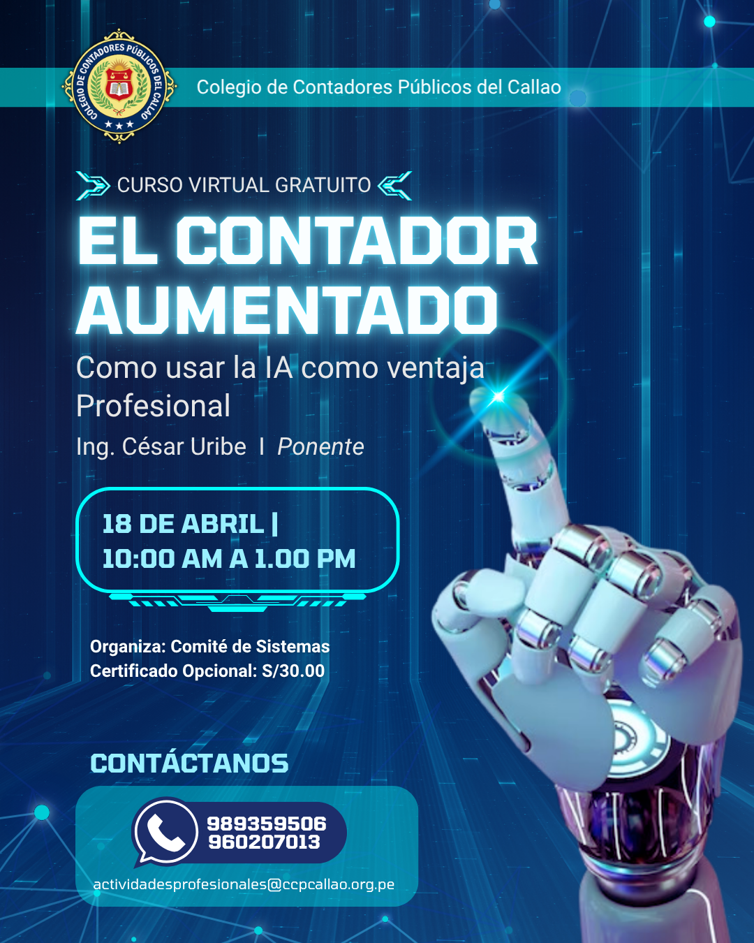 SEMINARIO VIRTUAL: EL CONTADOR AUMENTADO: COMO USAR LA IA COMO VENTAJA PROFESIONAL