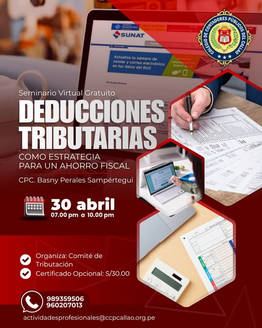 SEMINARIO VIRTUAL: DEDUCCIONES TRIBUTARIAS COMO ESTRETEGIA PARA UN AHORRO FISCAL